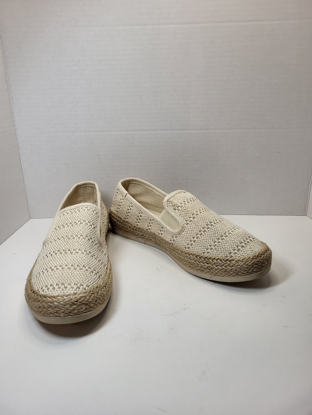 Esprit Nadine Espadrille Slip On Shoes Women’s 7.5 Natural Textile Crochet Comfo
